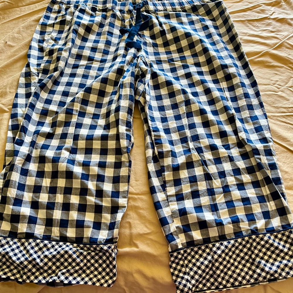 Lands End Draper James cotton blue/white gingham pajama pants 2X